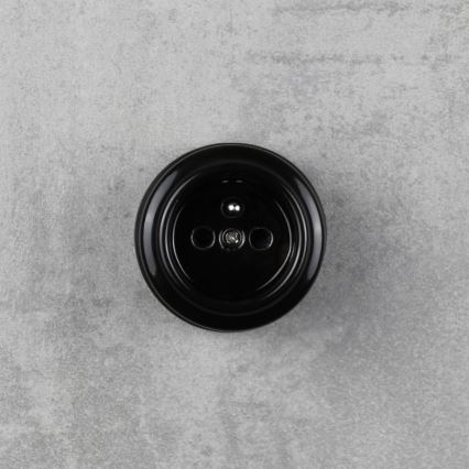 Elhard - priză ceramică retro pentru casă, 230 V, neagră