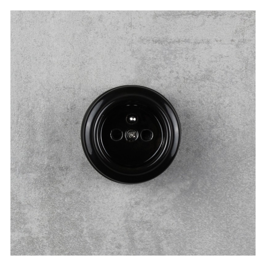 Elhard - priză ceramică retro pentru casă, 230 V, neagră