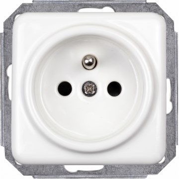 Elhard - Priză ceramică retro pentru locuință, fără ramă, 230 V, albă