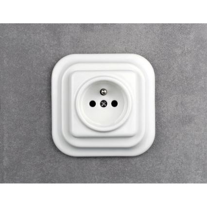 Elhard - Priză ceramică retro pentru locuință, fără ramă, 230 V, albă