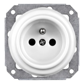 Elhard - Priză ceramică retro pentru locuință, fără ramă, 230 V, albă