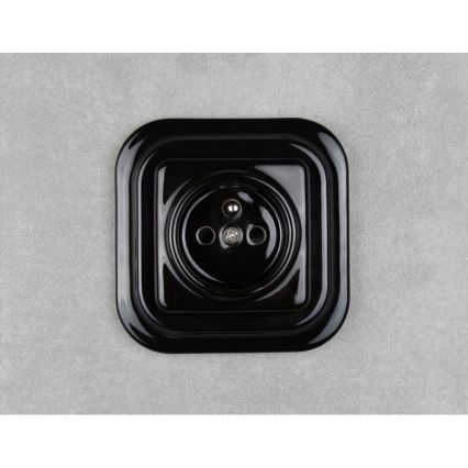 Elhard - Priză ceramică retro pentru locuință, fără ramă, 230 V, neagră