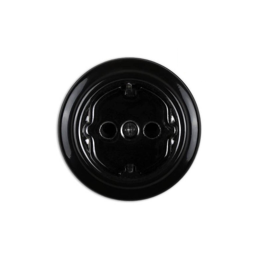 Elhard - Priză ceramică retro pentru locuință SCHUKO 230V neagră