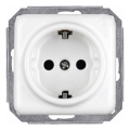 Elhard - Priză ceramică retro pentru uz casnic, fără ramă, SCHUKO 230V, albă