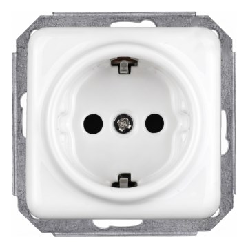 Elhard - Priză ceramică retro pentru uz casnic, fără ramă, SCHUKO 230V, albă