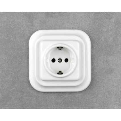 Elhard - Priză ceramică retro pentru uz casnic, fără ramă, SCHUKO 230V, albă
