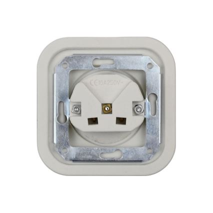 Elhard - Priză ceramică retro pentru uz casnic, fără ramă, SCHUKO 230V, albă