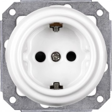 Elhard - Priză ceramică retro SCHUKO 230V, pentru uz casnic, fără ramă, albă