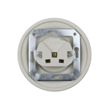 Elhard - Priză ceramică retro SCHUKO 230V, pentru uz casnic, fără ramă, albă
