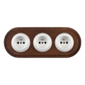 Elhard - Priză ceramică retro triplă pentru locuință cu ramă 230V alb/lemn închis