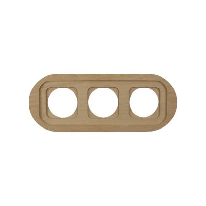 Elhard - Priză ceramică retro triplă pentru locuință cu ramă SCHUKO 230V alb/lemn deschis