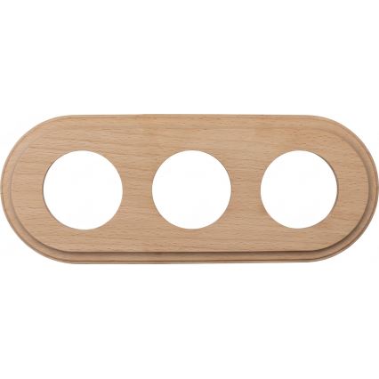 Elhard - Priză triplă ceramică retro pentru uz casnic, cu ramă SCHUKO 230V, negru/lemn deschis