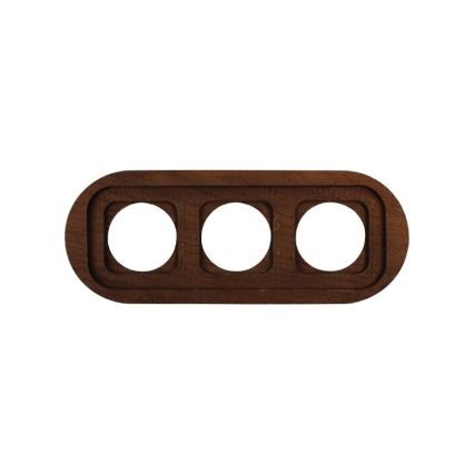 Elhard - Priză triplă ceramică retro pentru uz casnic cu ramă SCHUKO 230V negru/lemn închis
