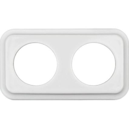 Elhard - Priză dublă ceramică retro cu ramă SCHUKO, 230 V, albă