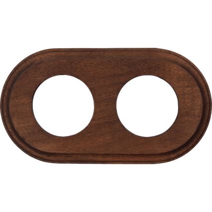 Elhard - Priză dublă ceramică retro pentru uz casnic cu ramă SCHUKO 230V negru/lemn închis