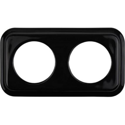 Elhard - Priză dublă ceramică retro pentru uz casnic, cu ramă, 230V, neagră