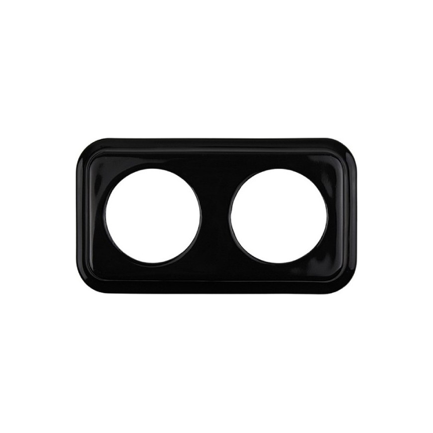 Elhard - Priză dublă ceramică retro pentru uz casnic, cu ramă, 230V, neagră