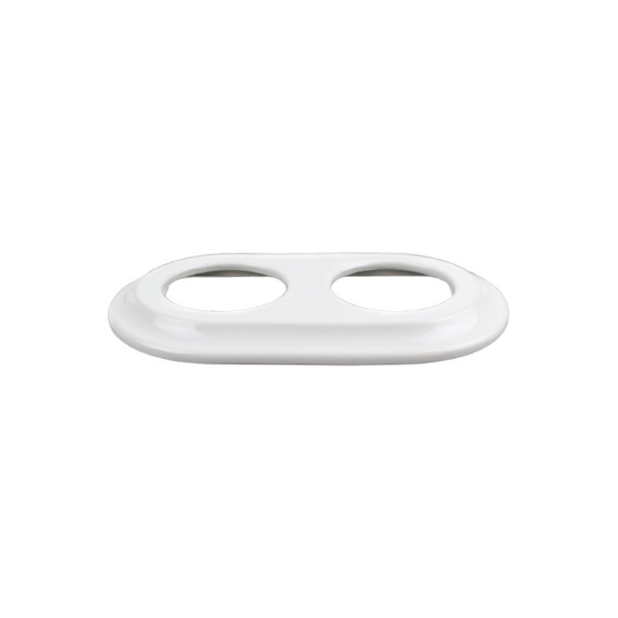 Elhard - Priză dublă ceramică retro pentru uz casnic, cu ramă SCHUKO, 230V, albă
