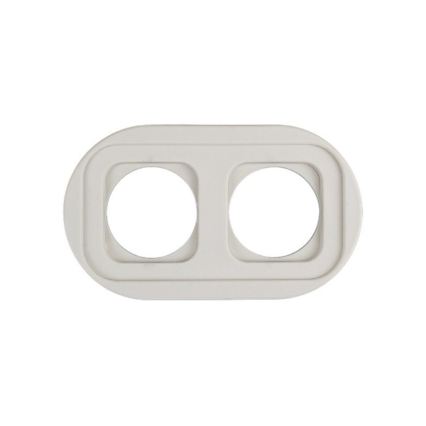 Elhard - Priză dublă retro din ceramică pentru locuință, cu ramă, 230V, albă