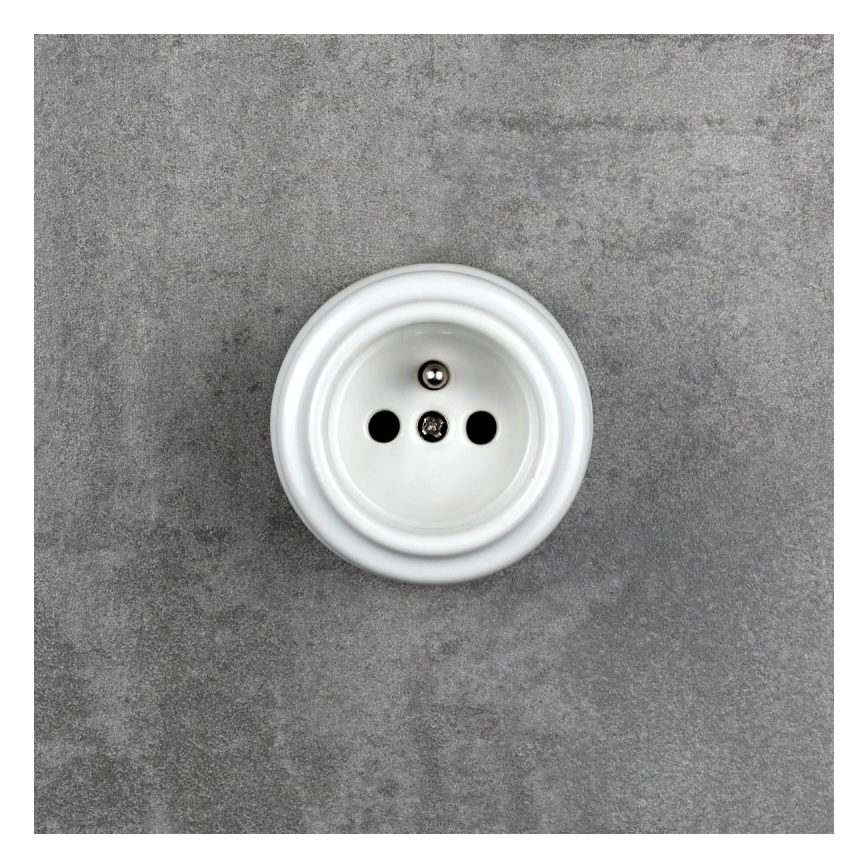 Elhard - Priză retro ceramică de perete pentru uz casnic 230V albă