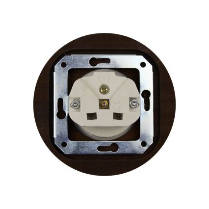 Elhard - Priză retro ceramică pentru locuință cu ramă 230V negru/lemn închis
