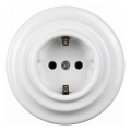 Elhard - Priză retro ceramică pentru uz casnic cu ramă SCHUKO 230V, albă