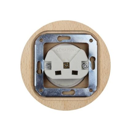 Elhard - Priză retro din ceramică pentru casă cu ramă SCHUKO 230V negru/lemn deschis