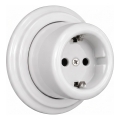 Elhard - Priză retro de perete din ceramică pentru uz casnic, cu ramă SCHUKO, 230V, albă