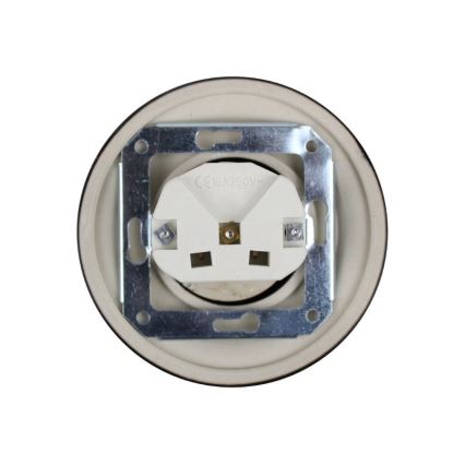 Elhard - Priză retro din ceramică, casnică, fără ramă, SCHUKO 230V, neagră