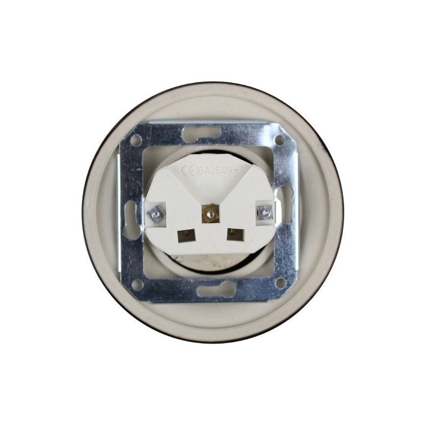 Elhard - Priză retro din ceramică, casnică, fără ramă, SCHUKO 230V, neagră