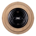 Elhard - Priză retro din ceramică pentru casă cu ramă SCHUKO 230V negru/lemn deschis