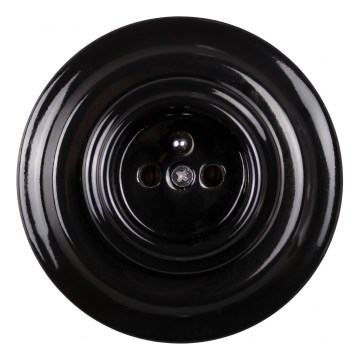 Elhard - Priză retro din ceramică pentru locuință, cu ramă, 230V, neagră