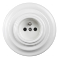 Elhard - Priză retro din ceramică pentru uz casnic, cu ramă, 230V, albă