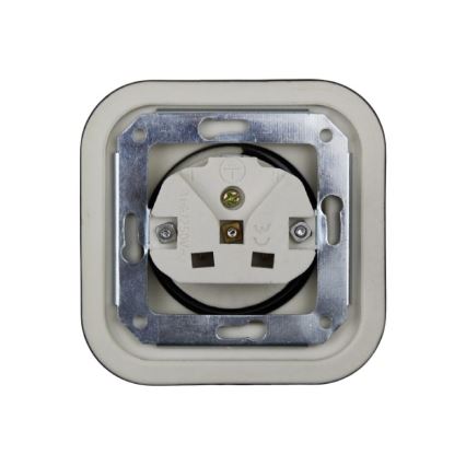 Elhard - Priză retro din ceramică pentru uz casnic, cu ramă, 230V, neagră