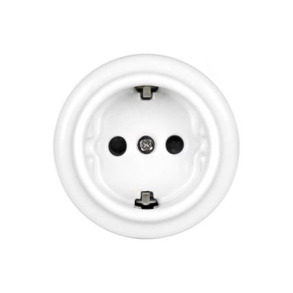 Elhard - Priză retro din ceramică SCHUKO de uz casnic, 230 V, albă