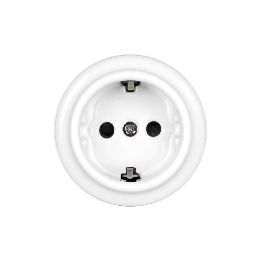 Elhard - Priză retro din ceramică SCHUKO de uz casnic, 230 V, albă