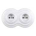 Elhard - priză retro dublă ceramică de perete cu ramă 230V albă