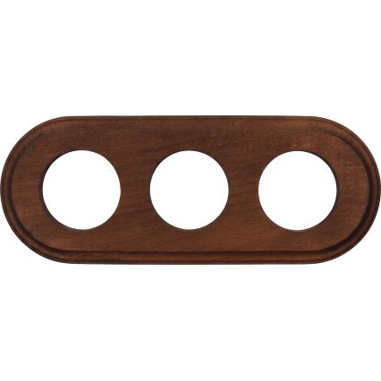 Elhard - Priză retro ceramică triplă pentru uz casnic cu ramă 230V negru/lemn închis