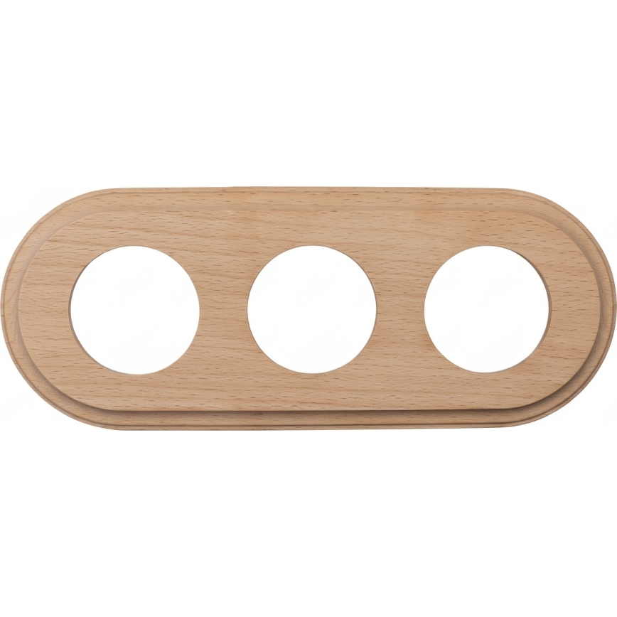 Elhard - Priză retro ceramică triplă pentru locuință cu ramă 230V, negru/lemn deschis