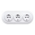 Elhard - Priză triplă ceramică retro pentru uz casnic cu ramă SCHUKO 230V albă
