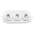 Elhard - Priză triplă retro din ceramică pentru perete, cu ramă, 230V, albă