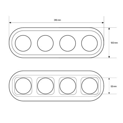 Elhard - Ramă ceramică retro cu 4 module, neagră
