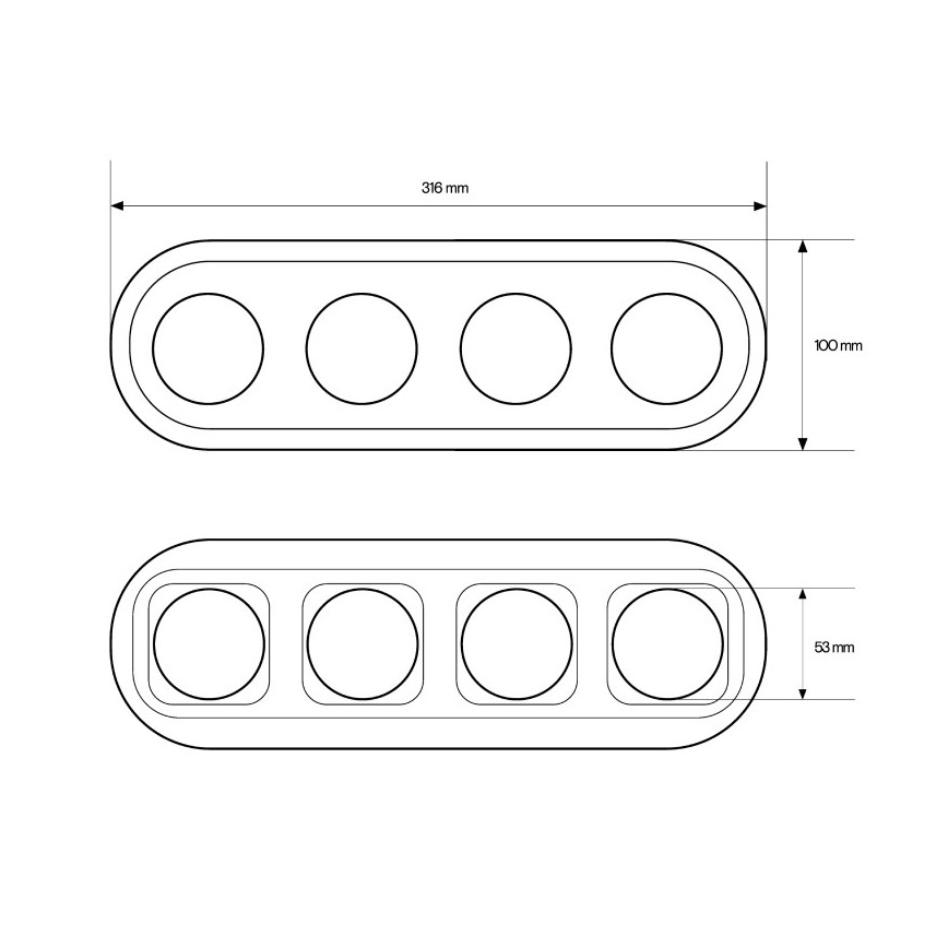 Elhard - Ramă ceramică retro cu 4 module, neagră