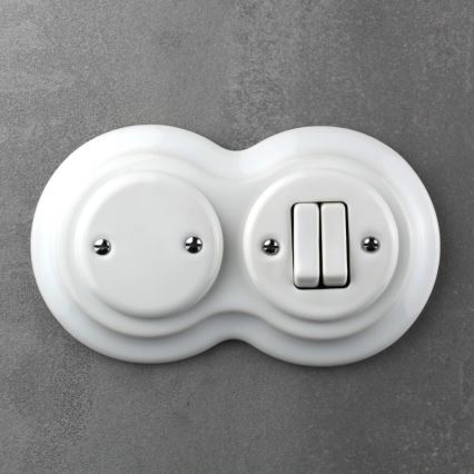Elhard - Ramă ceramică retro dublă albă