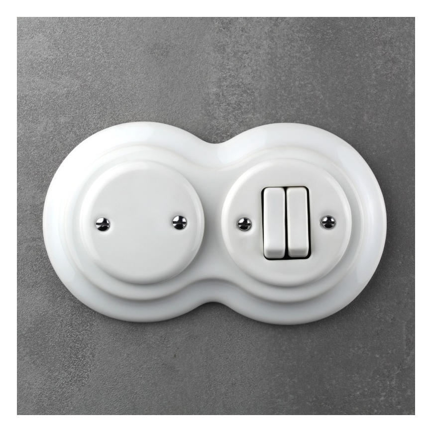 Elhard - Ramă ceramică retro dublă albă