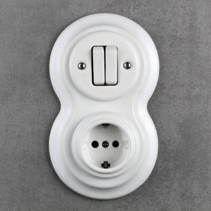 Elhard - Ramă ceramică retro dublă albă