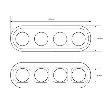 Elhard - Ramă ceramică retro pentru 4 module, albă