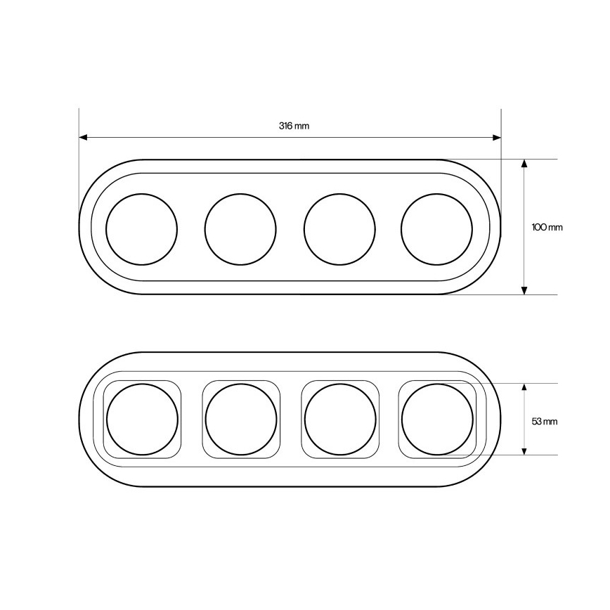 Elhard - Ramă ceramică retro pentru 4 module, albă