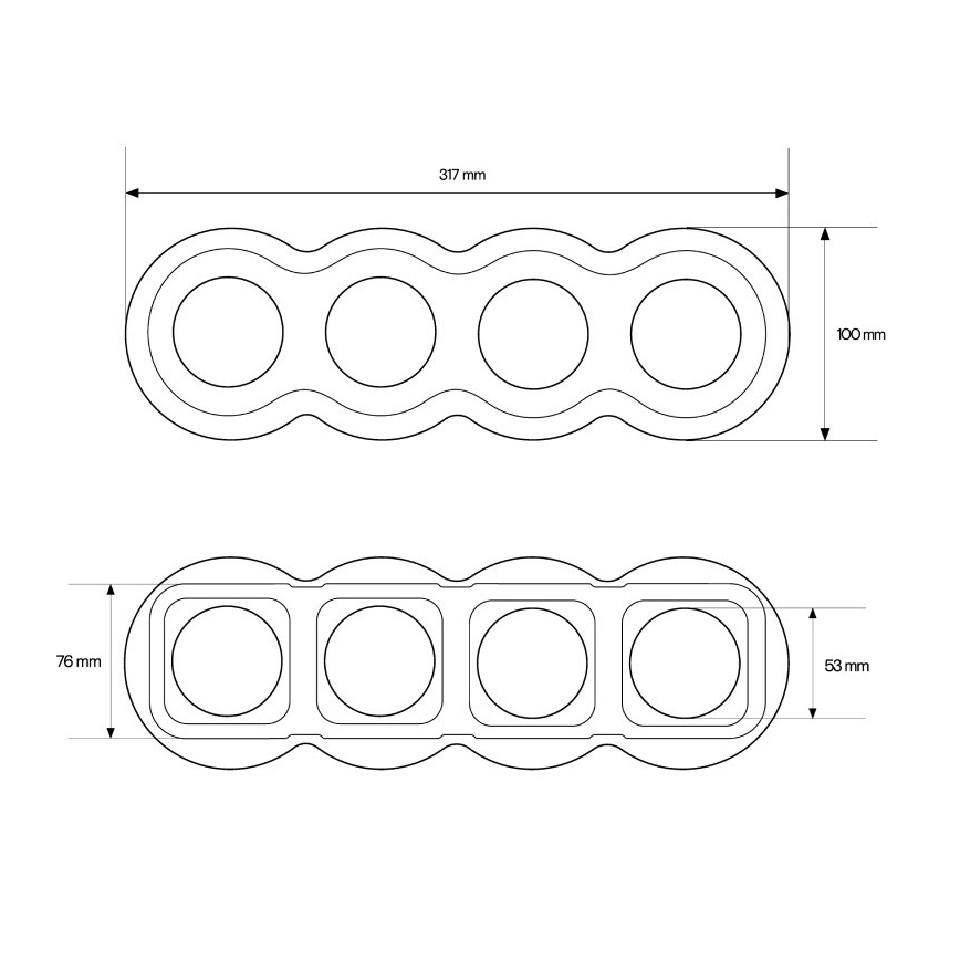 Elhard - Ramă ceramică retro pentru 4 module, albă