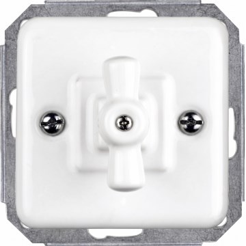 Elhard - Regulator rotativ retro din ceramică pentru jaluzele, fără ramă, alb